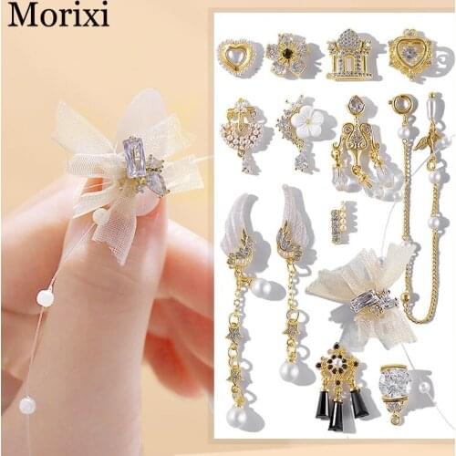 1PC nail art Jewellery gold plated necklace 3D manicure crystal zircon diamond for nail art rhinestones decoration MZ254