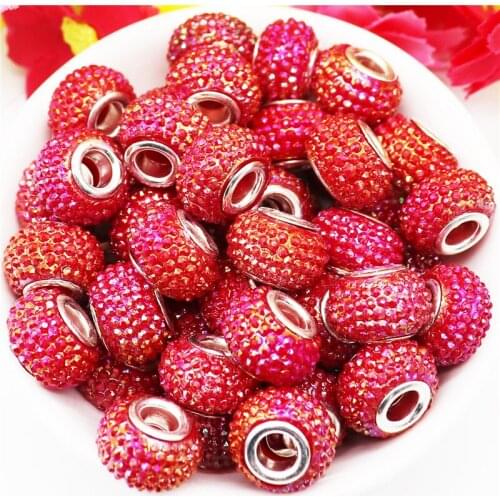 10Pcs New Red Color Metal 5mm Big Hole European Spacer Beads Fit Pandora Bracelet Snake Chain Pendant Charms for Jewelry Making