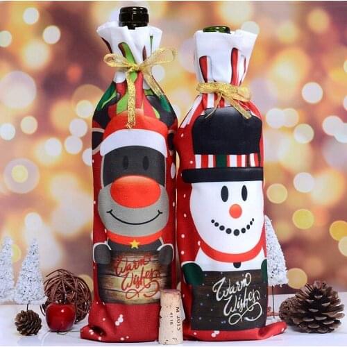 2021 Creative Santa Snowman Elk Wine Set Cartoon Christmas Wine Bottle Set Wine Bottle Bag