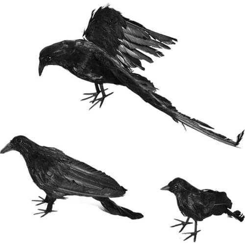 3pcs Halloween Artificial Crow Decoration Props Crafts Figurines Craft House DIY Miniatures Simulation Artificial Feather