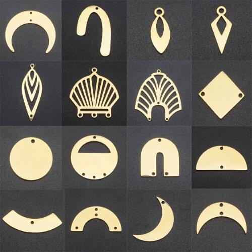 5pcs/lot 100% Stainless Steel Gold Geometric DIY Earring Connectors Findings Charm Pendant Wholesale OEM Order Accepted