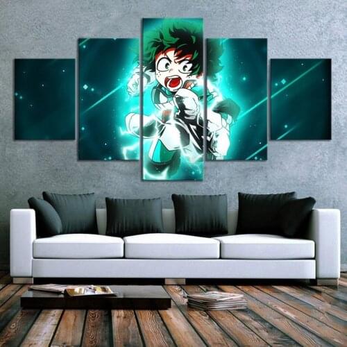 5 Pieces Wall Art My Hero Academia Canvas HD Prints Painting Poster Anime Figure Modern Modular Pictures Living Room Home Decor