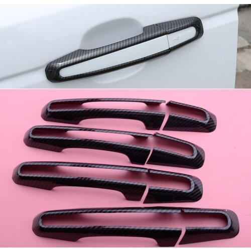 8Pcs/Set Door Handle Cover Trim Frame Moulding Carbon Fiber Texture fit for Land Rover Range Rover Sport 2014 2015 2016 2017