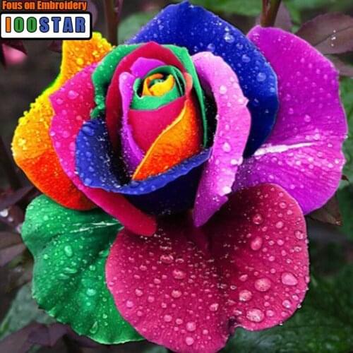 3D DIY Diamond Painting Cross Stitch Diamond Embroidery Square Red Roses Counted Cross Stitch Kits Flowers Decorations