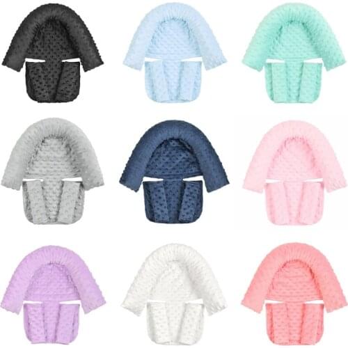 Baby Head Support Pillow with Matching Seat Belt Strap Covers Carseat Headrest