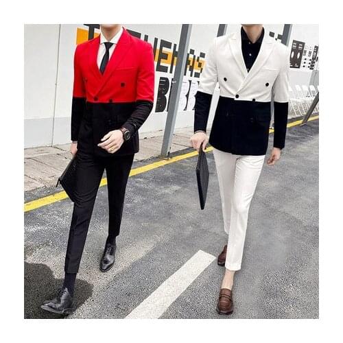 Free shipping mens white&black/red&black fashion style tuxedo suit/only jacket