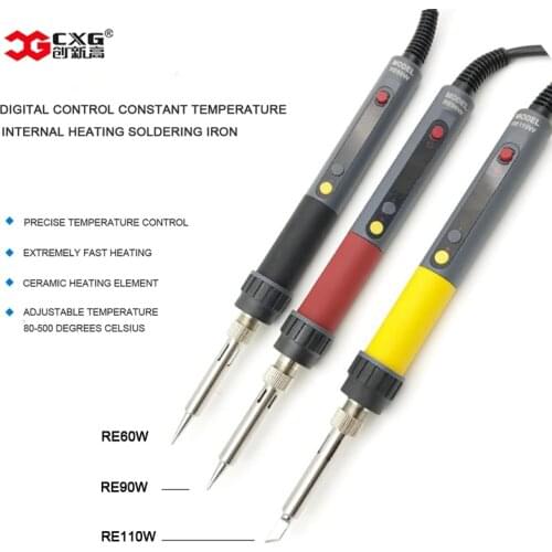 CXG New model ROHS RE60W/90W/110W LCD Temperature Digital Adjustable NC thermostat Electric Soldering Iron for Welding repair