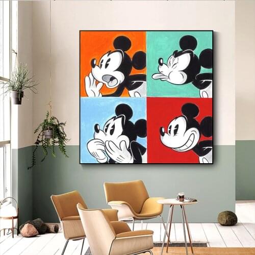 Disney Mickey Mouse Portrait Canvas Painting Graffiti Art Cartoon Donald Duck Poster Mickey Minnie Wall Print Kids Room Decor