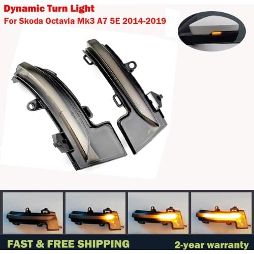 For Skoda Octavia Mk3 A7 5E 2014-2019 Rearview Mirror Blinker Indicator LED Dynamic Turn Signal Light