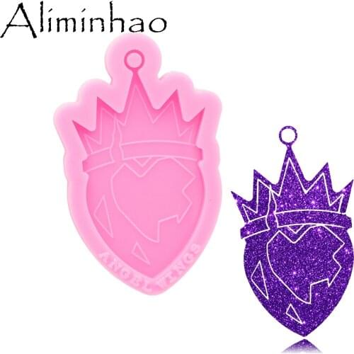 DY0796 Super Glossy Heart shape Crown Resin Mold, Mould Craft Keychain, Silicone Mold For Epoxy Resin Jewellery Making
