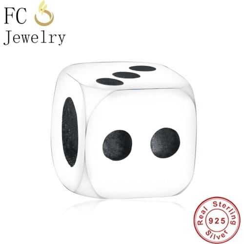 FC Jewelry Fit Original Brand Charm Bracelet 925 Sterling Silver Vintage Square Lucky Cube Dice Beads Making Berloque 2018