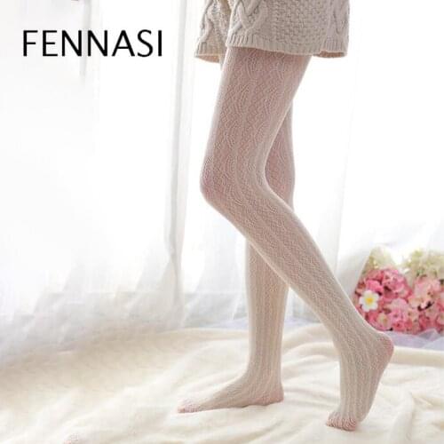 FENNASI White Sexy Woman Pantyhose With Print Female Thin Lace High Waist Dance Tights Harajuku Lolita Nylons Lady Pantyhose