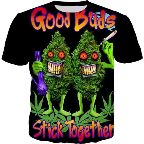YX Girl 2019 Summer Unisex Short Sleeve O-neck Tees for Women/Male 3d Print GOOD BUDS STICK Together Weeds Tshirt Streetwear