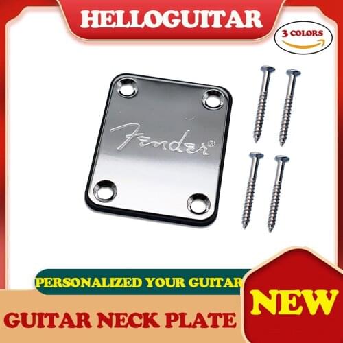 Guitar Neck Plate Standard 4 Holes with Screws Compatible with Strat Tele Electric Guitar Jazz Bass Parts Replacement 3 Colors