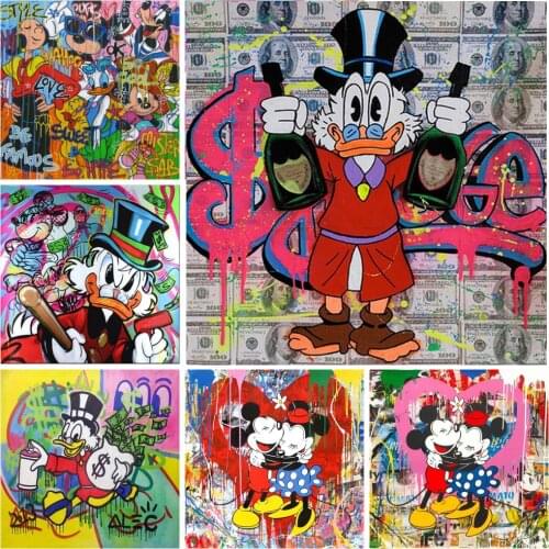 Graffiti Art Disney Mickey Mouse Canvas Art Paintings Cartoon Posters and Prints Street Wall Art Pictures for Home Decoration