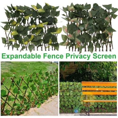 Artificial Ivy Hedge Expanding Trellis Fence Privacy Screen with Double Leaves Faux Ivy Fencing Panel for Patio Outdoor Decor