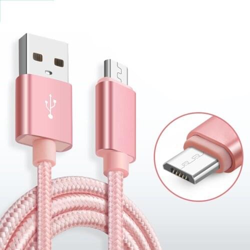 Micro USB cable 5V 2.4A fast charge Metal Braided data Sync Wire For Xiaomi Redmi 7 7A Huawei P Smart Plus Y9 2019 Y8S Y6P