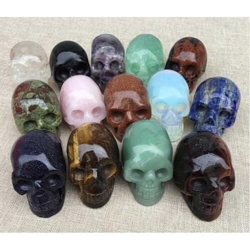 Stone crafts hand craft skull decor Halloween accessories novel sculpture skull head stone Andara Obsidian HH Art Store