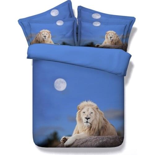 3D oil painting 4/5pcs 100% modal cotton animal lion bedding set twin/full/queen/king/super king size home textile free shipping