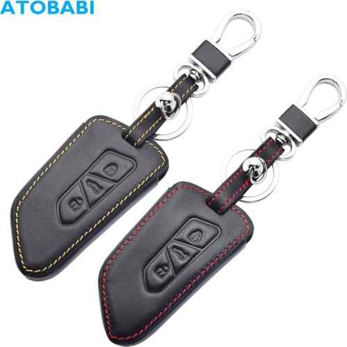 Leather Car Key Case 3 Buttons Smart Remote Control Protect Cover For VW Volkswagen Golf 8 SEAT Leon 2020 Skoda Octavia A8 2021