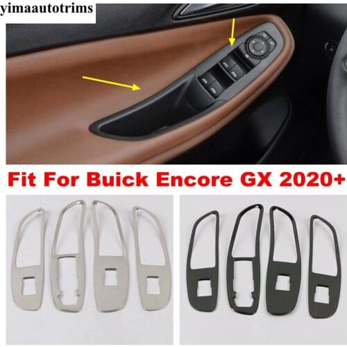 Car Inner Door Armrest Window Lift Button Control Panel Cover Trim Stainless Steel Accessories Fit For Buick Encore GX 2020 2021