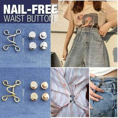 1Set 27/32mm Metal Nail-free Waist Buckle Waist Closing Buckle Extender Adjustable Snap Button Pant Clothing Sewing Hooks Craft