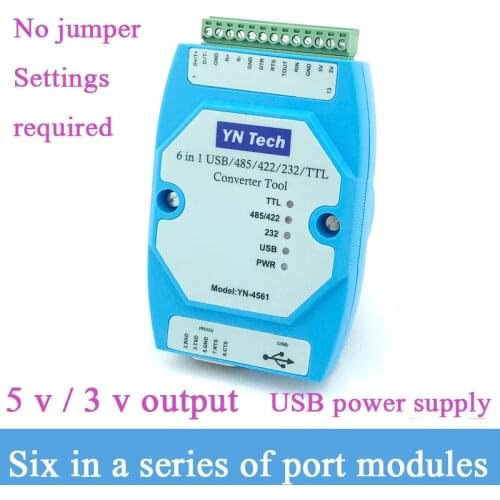 YN4561 Six-in-one Serial Port Module CP2102 USB/485/422/232/TTL Mutual Conversion Serial Port COM