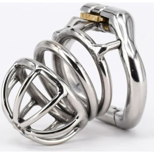 SODANDY Male Chastity Cage Stainless Steel Chastity Belt Penis Restraint with Arc Base Activities Lock Ring Sex Toys For Men