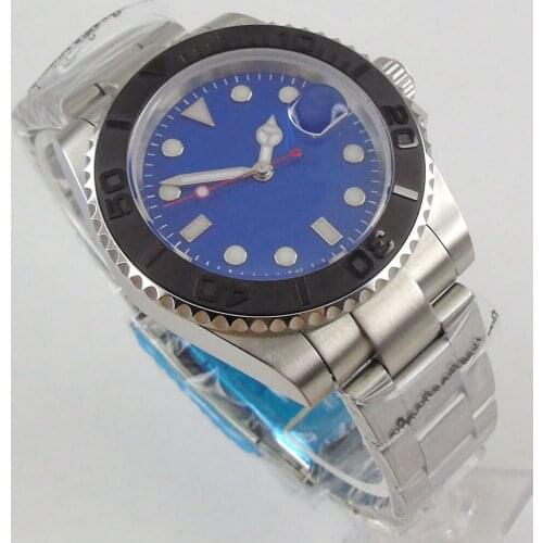 40mm Sterile Blue Dial Sapphire Glass Ceramic Bezel MIYOTA 8215 Automatic Movement Mens Watch