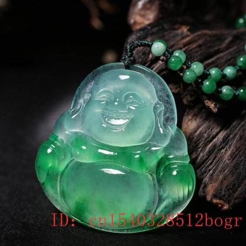 Jade Maitreya Pendant Chinese Jewelry Charm Natural Gifts Buddha Amulet Jadeite Necklace Green Fashion