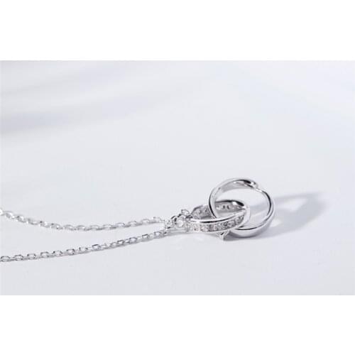 Sole Memory Zircon Mosaic Double Circle Geometry 925 Sterling Silver Clavicle Chain Female Necklace SNE501