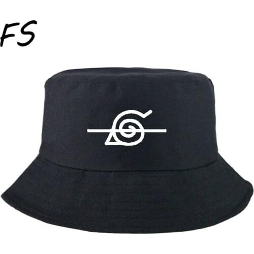 2021 Unisex Fashion Summer Reversible Black White Bucket Hats Japanese anime Printed Fisherman Caps Gorro Pescador Men Women
