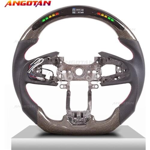 Perforated leather LED Carbon Fiber Steering Wheel Sprort Car volante esportivo Fit For Honda CRV