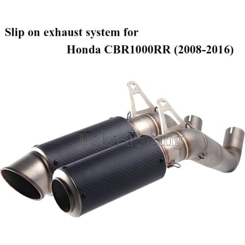 Slip On System for Honda CBR1000RR (2008-2016) Motorcycle Exhaust pipe Middle Link Pipe with Carbon Fiber Exhaust Muffler Escape