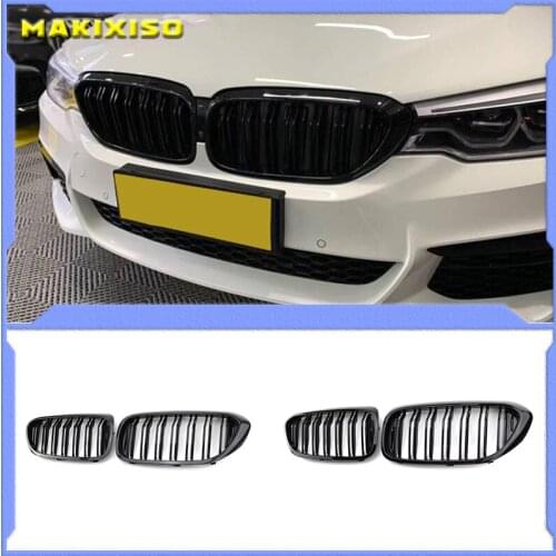 1 Pair Front Kidney Grille for Bmw New 5 Series G30 G38 2018-2019 Grille Gloss Black Front Bumper Slat Grill