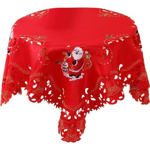Christmas Embroidered Table Cloth,Hollow-Out Round Table Linen,for Restaurant Dinning Xams Party Banquet Events,33 Inch
