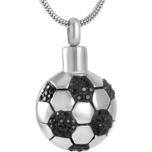 IJD8299 Silver,Gold,Rose Gold Soccer Football Memory Jewelry for Men,Wholesale 316L Stainless Steel Cremation Necklace Pendant