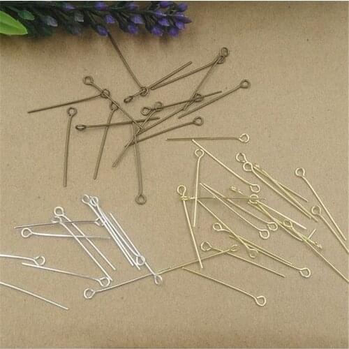 200pcs/bag 30mm Length Gold/Silver/Rhodium/ /Bronze Color Copper Eye Pins Needles For DIY Jewelry Making Accessories