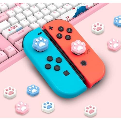 For Switch Cat Claw Silicone Caps Meat Pad Thumb Grip Set Cute Cat Claw Joystick Analog Caps for Switch Lite Dropshipping