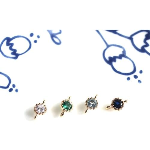 10 pcs/lot gold color cz stone double hole connector charms two rings golden jewelry making DIY for women