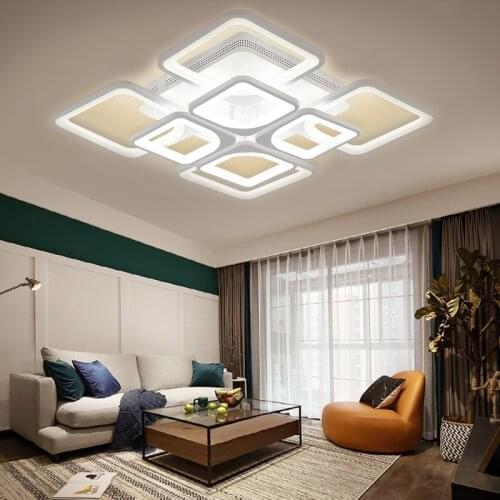 Modern LED Chandelier With Remote Control For Bedroom Kitchen Living Room Home Square Flush Mount Lighting Fixture Ceiling Lamp