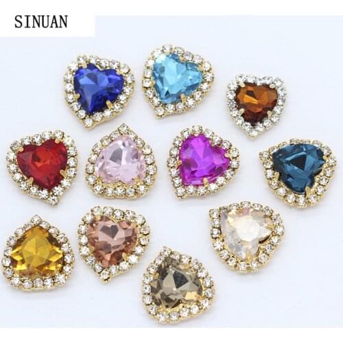 Heart Rhinestone Glass Rhinestones Flatback Shoe Beaded Applique Wedding Decoration 5Pieces Colourful Crystal Craft Diy Sewing