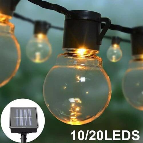 10/20 Pcs Solar Powered LED Bulb Retro String Lights Outdoor Garden Summer Fairy Lamp Terrace Atmosphere Decoration Light
