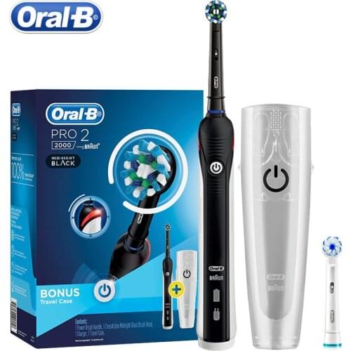 Oral B Pro2000 Rotary Electric Toothbrush 3D White Teeth Intelligent Pressure Sensor Dual Oral Clean Smart Timer Rechargeable