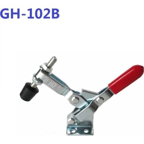 2PCS 102B Vertical Type Toggle Clamp Hand Tool Holding Capacity 100kg U Shape Bar Red Handgrip Toggle Fixture Clamp