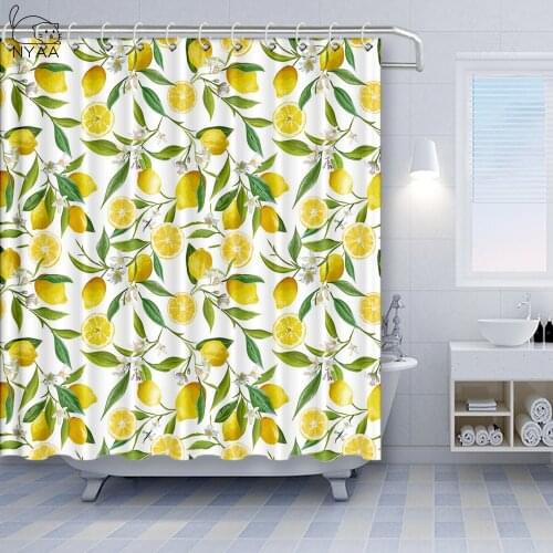 Vixm Nature Stall Shower Curtain Exotic Lemon Tree Branches Yummy Delicious Kitchen Gardening Design Fabric Bath Curtains