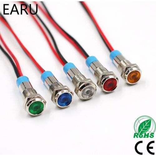 Free Shipping 6mm Waterproof Metal Indicator Pilot LED Light Signal 5V 6V 12V 24V 110V 220V Lamp Power Boat Car Red Blue Green