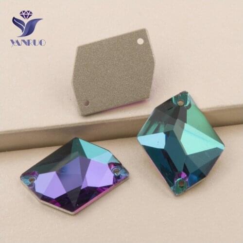 YANRUO 3265 All Sizes Emerald Cosmic Flatback Rhinestone Sewing Strass Sew On Crystal Glass Stones Craft