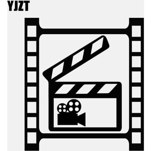 YJZT 11.5CM*12.8CM Fashion Video Camera Film Vinyl Black/Silver Car Sticker C22-0904
