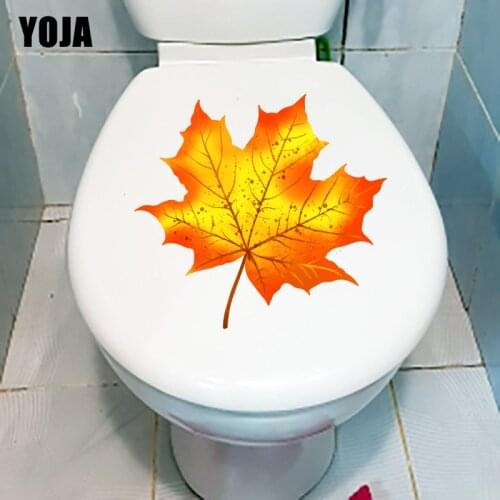 YOJA 21.5*21.4CM Simple Red Maple Leaf Cartoon Plant WC Toilet Sticker Home Wall Decor T1-1338